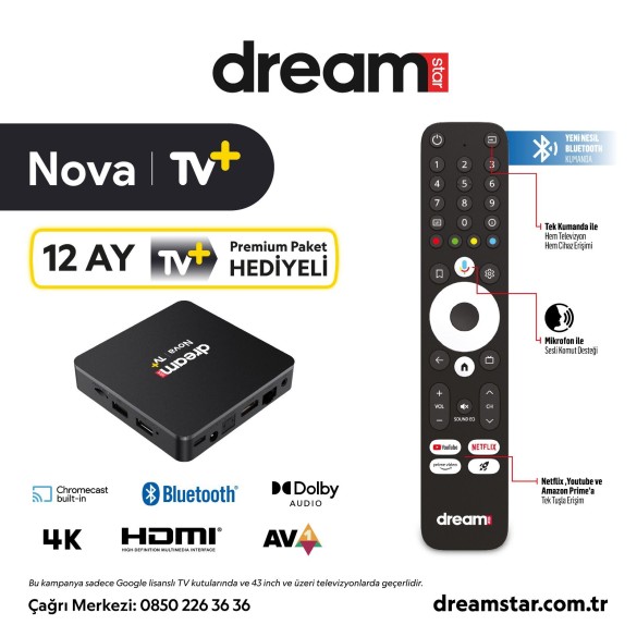 Dreamstar Nova 4K Android 11 İşletim Sistemli Tv Box  + Tuner