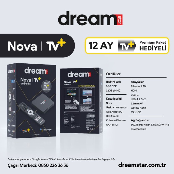 Dreamstar Nova 4K Android 11 İşletim Sistemli Tv Box  + Tuner