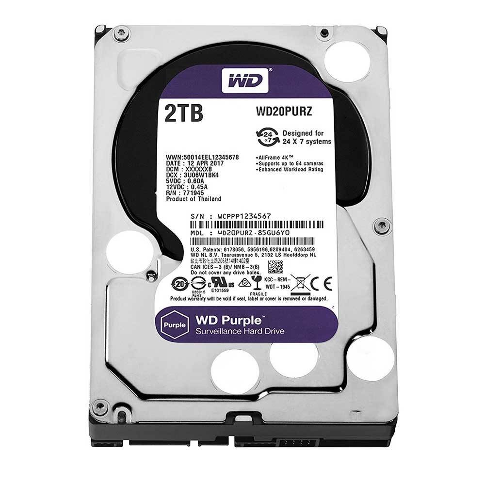 Harddisk - Western Digital Purple 2TB Surveillance 5400Rpm SATA